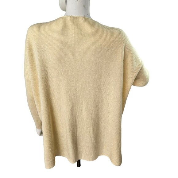 UNIQLO Oversize Sweater Cream V Neck Wool Blend Cable Knit Womens Size Small - Picture 5 of 9